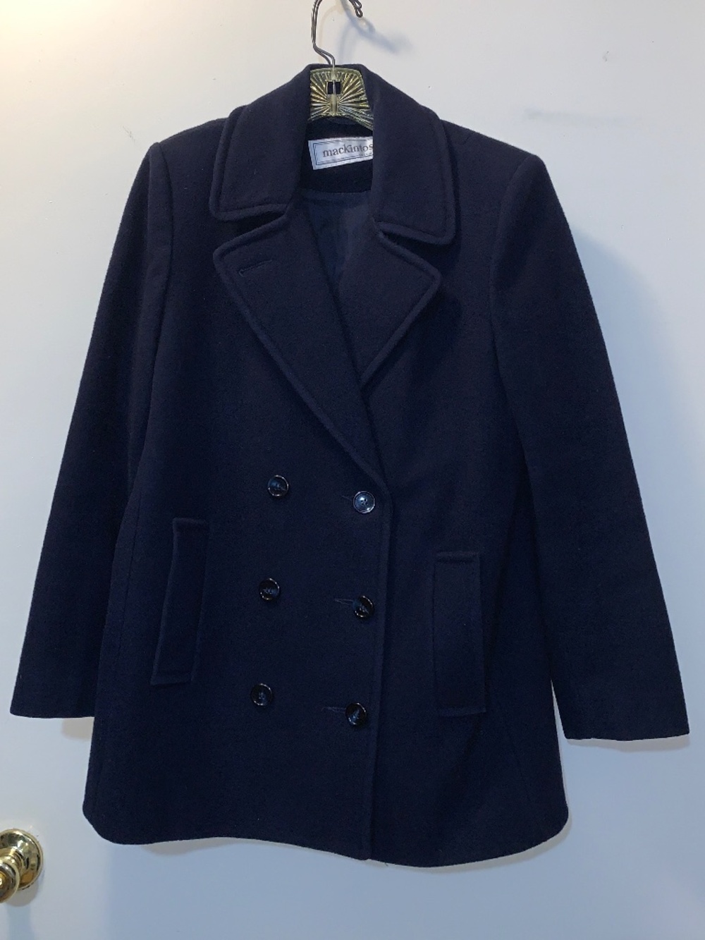 Share Vintage Mackintosh Peacoat Pea Coat 100% Wool Navy Blue Jacket - Size 14